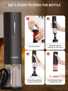 Rechargeable Electric Wine Gift Set - Aerator, Vacuum Stoppers, Foil Cutter and Bottle Opener for Home Bar and Outdoor Parties