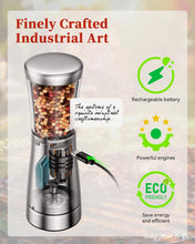 Load image into Gallery viewer, Electric Salt and Pepper Grinder, Stainless Steel Rechargeable Salt and Pepper Grinder Set with 4.5 oz Large Capacity, 1.8&quot; Wide Mouth, Adjustable Coarseness, Ideal for Kitchen