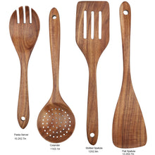 Load image into Gallery viewer, Wooden Cooking Utensils Set 4-Piece Wood Kitchen Utensil Set for Non Stick Cookware Wooden Spatula,Fork,Turner,Ladle,Strainer Spoons