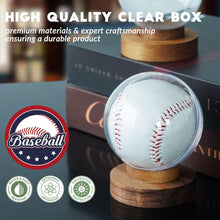 Load image into Gallery viewer, JupDec Baseball Display Case with Wood Stand, Clear Acrylic &amp; Plastic Game Ball Holder Showcase, UV Protection Souvenirs and Collectibles Box, Ideal Gift for Autograph Single MLB Ball