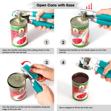 Load image into Gallery viewer, Beneno Can Opener Manual with Magnet, Hand Held Heavy Duty Can Opener with Durable Sharp Blade Smooth Edge, Big Effort-Saving Knob, Soft Grip Rubber Handle, Multifunctional Bottle Opener, Green