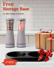Load image into Gallery viewer, Electric Salt and Pepper Grinder Set with Storage Base, Stainless Steel Rechargeable Salt and Pepper Grinder Set with 4.5 oz Large Capacity, 1.8&quot; Wide Mouth, Adjustable Coarseness, Ideal for Kitchen