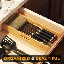 Load image into Gallery viewer, SpaceAid Knife Drawer Organizer Bamboo Insert Dock, Kitchen Steak Knives Holder Organizers Block for Drawer in Storage Organization (Small)