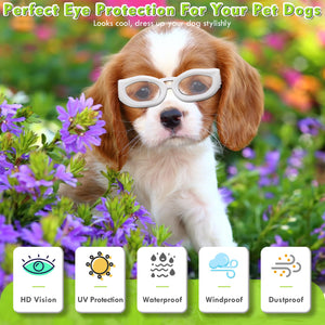 UV Protection Sunglasses for Small Breed Dogs, Windproof Anti-Fog Eye Protection Goggles, Pet Glasses for Puppy With Adjustable Strap (Black)