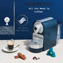 Load image into Gallery viewer, Mixpresso Black Espresso Coffee Machine – Compact 1400W Single Serve Coffee Maker Compatible with Nespresso OriginalLine Capsules, One-Touch Operation, 19-Bar Italian Pump, 27oz Water Tank