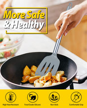 Load image into Gallery viewer, Pack of 2 Silicone Solid Turner, Non Stick Slotted Kitchen Spatulas, High Heat Resistant BPA Free Cooking Utensils, Ideal Cookware for Fish, Eggs, Pancakes(Black)