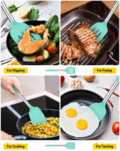 Load image into Gallery viewer, Pack of 2 Silicone Solid Turner, Non Stick Slotted Kitchen Spatulas, High Heat Resistant BPA Free Cooking Utensils, Ideal Cookware for Fish, Eggs, Pancakes(Black)