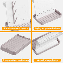 Load image into Gallery viewer, SpaceAid Baby Bottle Drying Rack with 20 Hooks, Space Saving Kitchen Bottles Rack Dryer, Vertical Baby Bottle Holder Organizer for Countertop Storage Accessories (White and Gray)