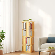 Load image into Gallery viewer, SpaceAid 6 Tier Rotating Bookshelf Tower, Bamboo Spinning Book Shelf, Revolving 360 Bookcase Storage Swivel Round Carousel, Vertical Rotate Turning Spiral Corner Organizer (6-Tier Walnut)