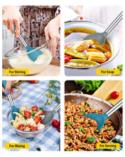 Load image into Gallery viewer, Pack of 2 Large Silicone Cooking Spoon Non Stick Solid Basting Spoons Heat-Resistant Kitchen Utensils for Mixing Serving (Gray-Blue)