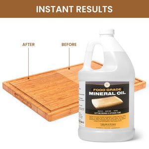 Food Grade Mineral Oil for Wood Cutting Board - Gallon (128oz) Countertops & Butcher Block Oil Conditioner - Food Safe Mineral Oil for Bamboo, Teak, Utensils and Wood Surfaces by Bambüsi