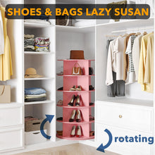 Load image into Gallery viewer, SpaceAid 7 Tier Rotating Shoe Rack Tower, Spinning Shoe Display Lazy Susan, Revolving 360 Shoe Rack Storage Round Carousel, Vertical Handbag Rotate Shoes Closet Organization (7-Tier White)