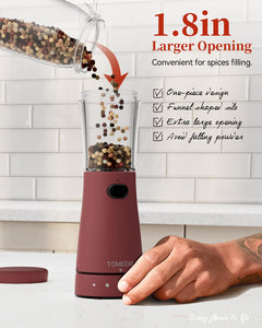 Electric Salt and Pepper Grinder, Stainless Steel Rechargeable Salt and Pepper Grinder Set with 4.5 oz Large Capacity, 1.8" Wide Mouth, Adjustable Coarseness, Ideal for Kitchen