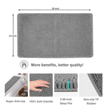 Load image into Gallery viewer, Secura Bathroom Rugs, 47 x 28 Inches, Extra Soft &amp; Thick, Absorbent Water Bath Mat, Machine Washable Non-Slip Bath Mats for Bathroom, Shower, and Tub, Home Decor Accessories (Gray)