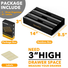 Load image into Gallery viewer, SpaceAid WrapNeat 3 in 1 Wrap Organizer with Cutter and Labels, Plastic Wrap, Aluminum Foil and Wax Bamboo Dispenser for Kitchen Storage Organization Holder for 12&quot; Roll (Natural)