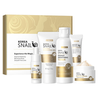 Korean Skin Care, Skin care set, Skin Care Kit Snail and Ginseng with Cleansing Gel, Toner, Eye Cream, Serum, Essence Cream 5pcs for Women Teen Girls Mom Daughter Mother's Day Birthday
