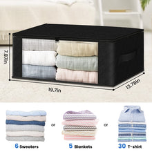 Load image into Gallery viewer, HomeHacks Storage 3-Pack Clothes Organizer Storage Bags Foldable Storage Box with Large Clear Window Sturdy Handles for Closet, Dorm, Pillows, Bedding, Clothes, Blankets, 35L, Gray