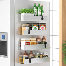 Load image into Gallery viewer, Metal 4 Pack Magnetic Spice Storage Rack Organizer for Refrigerator and Oven, Black Fridge Organizers and Storage