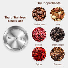 Load image into Gallery viewer, Secura Electric Coffee Grinder and Spice Grinder with 2 Stainless Steel Blades Removable Bowls