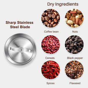 Secura Electric Coffee Grinder and Spice Grinder with 2 Stainless Steel Blades Removable Bowls
