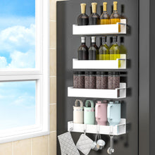 Load image into Gallery viewer, 4 Pack Magnetic Spice Rack Organizer for Refrigerator and Oven, Black Fridge Organizers and Storage for Kitchen
