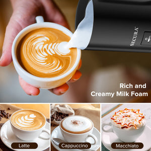Secura Milk Frother, Electric Milk Steamer Stainless Steel, 8.4oz/250ml Automatic Hot and Cold Foam Maker and Milk Warmer for Latte, Cappuccinos, Macchiato, 120V