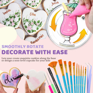 Cookie Decorating Kit 118pcs with Storage Case, Royal Sugar Piping Bags and Tips Icing Supplies Set, Turntable Scribe Decoration Tools for Kids & Cookie Holiday Christmas Valentine