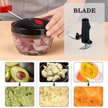 Load image into Gallery viewer, Manual Food Chopper Vegetable Cutter, Hand String Vegetable Chopper Onions Cutter for Vegetable Fruits Nuts BPA Free Food Safe Material, 550ml Gray
