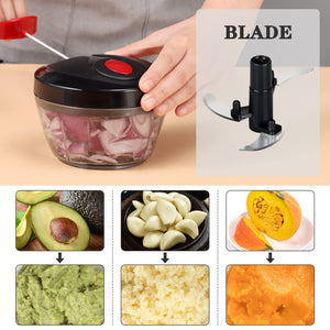 Manual Food Chopper Vegetable Cutter, Hand String Vegetable Chopper Onions Cutter for Vegetable Fruits Nuts BPA Free Food Safe Material, 550ml Gray