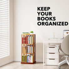 Load image into Gallery viewer, SpaceAid 6 Tier Rotating Bookshelf Tower, Bamboo Spinning Book Shelf, Revolving 360 Bookcase Storage Swivel Round Carousel, Vertical Rotate Turning Spiral Corner Organizer (6-Tier Walnut)