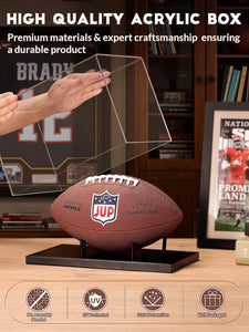 JupDec Baseball Display Case with Wood Stand, Clear Acrylic Stable & Secure Game Ball Holder Showcase, UV Protection Souvenirs and Collectibles Box with Turf, Ideal Gift for Autograph Single MLB Ball