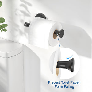 Toilet Paper Holder Wall Mount Bathroom Paper Roll Holder Tissue Handle Stainless Steel for Farmhouse Kitchen Matte Black