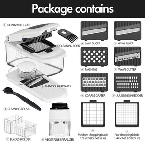 Vegetable Chopper With Container, Multifunctional Food Chopper Onion & Vegetable Cutter Dicer With 8 Blades, Carrot & Veggie Slicer 2 Blades