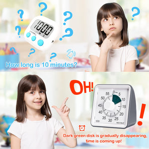 Secura 60-Minute Visual Timer, Classroom Timer, Countdown Timer for Kids and Adults, Time Management Tool for Teaching (Blue & Blue)