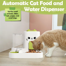 Load image into Gallery viewer, 1.6L Auto Gravity Pet Feeder and 0.6L Water Dispenser Set, Automatic Pet Food Water Dispenser, Cage Cat Dog Food and Water Dispenser for Kitten Puppy Bunny Guinea Pig (Green)