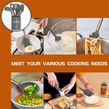 Load image into Gallery viewer, Silicone Cooking Utensil Set, Umite Chef 15pcs Silicone Cooking Kitchen Utensils Set, Non-stick - Best Kitchen Cookware with Stainless Steel Handle - Black