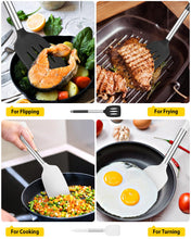 Load image into Gallery viewer, Pack of 2 Silicone Solid Turner, Non Stick Slotted Kitchen Spatulas, High Heat Resistant BPA Free Cooking Utensils, Ideal Cookware for Fish, Eggs, Pancakes(Black)