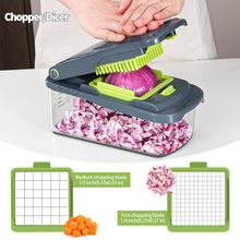 Load image into Gallery viewer, Vegetable Chopper With Container, Multifunctional Food Chopper Onion &amp; Vegetable Cutter Dicer With 8 Blades, Carrot &amp; Veggie Slicer 2 Blades