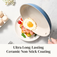Load image into Gallery viewer, Redchef Nonstick Cookware Sets, Frying Pan Set with Tempered Glass Lids, Ceramic Cookware Set, Stay-Cool Handles, Dishwasher &amp; Oven Safe, Compatible with All Cooktops, Beige (8+9.5+11 Inch)