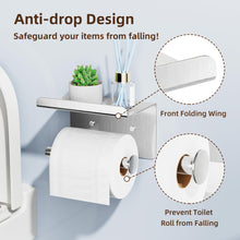 Load image into Gallery viewer, Self-Adhesive Toilet Paper Roll Holder - Wall Mount Or Adhesive Toilet Paper Holder with Shelf,Toilet Roll Holder, Tissue Holder for Bathroom,Wall Toilet Paper Holder, Stainless Steel,Chrome