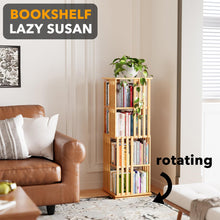 Load image into Gallery viewer, SpaceAid 6 Tier Rotating Bookshelf Tower, Bamboo Spinning Book Shelf, Revolving 360 Bookcase Storage Swivel Round Carousel, Vertical Rotate Turning Spiral Corner Organizer (6-Tier Walnut)