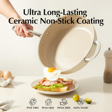 Load image into Gallery viewer, Redchef Ceramic Saute Pan with Lid, Nonstick 3PCS Frying Pan, 5QT Jumbo Cooker with Helper Handle &amp; Lid, Non Toxic Ceramic Cooking Pan, Chef Pan, Dishwasher &amp; Oven Safe, PFAS PFOA &amp; PTFE Free