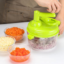 Load image into Gallery viewer, Manual Vegetable Cutter Food Processor 8 in 1 - Chopper, Mixer, Blender, Whipper, Egg Separator, Mincer, Grinder, Dicer with Clear Container 1200ml BPA Free