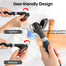 Load image into Gallery viewer, Beneno Can Opener, Manual Side Safe Cut Can Opener Smooth Edge with Durable Sharp Blade, Effort-Saving Knob &amp; Comfortable Non-slip Handle, Brown
