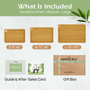 Bamboo Cutting Board, Durable Wood Cutting Boards for Kitchen with Deep Juice Grooves & Built-in Handles, Ideal Charcuterie & Chopping for Meat, Vegetables and Fruits Ideal Kitchen Gifts