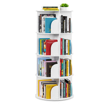 Load image into Gallery viewer, SpaceAid 4 Tier Rotating Bookshelf Tower, Spinning Bookcase Lazy Susan, Revolving 360 Book Shelf Storage Round Carousel, Vertical Rotate Turning Spiral Corner Organizer, White