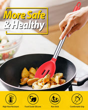 Load image into Gallery viewer, Pack of 2 Large Silicone Cooking Spoons,Non Stick Solid Basting Spoon,Heat-Resistant Kitchen Utensils for Mixing,Serving,Draining,Stirring (BLACK)