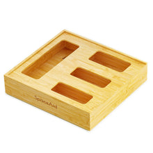 Load image into Gallery viewer, SpaceAid Bag Storage Organizer for Kitchen Drawer, Bamboo Organizer, Compatible with Gallon, Quart, Sandwich and Snack Variety Size Bag (1 Box 4 Slots)