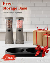Load image into Gallery viewer, Electric Salt and Pepper Grinder Set with Storage Base, Stainless Steel Rechargeable Salt and Pepper Grinder Set with 4.5 oz Large Capacity, 1.8&quot; Wide Mouth, Adjustable Coarseness, Ideal for Kitchen