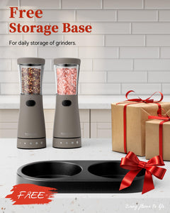 Electric Salt and Pepper Grinder Set with Storage Base, Stainless Steel Rechargeable Salt and Pepper Grinder Set with 4.5 oz Large Capacity, 1.8" Wide Mouth, Adjustable Coarseness, Ideal for Kitchen